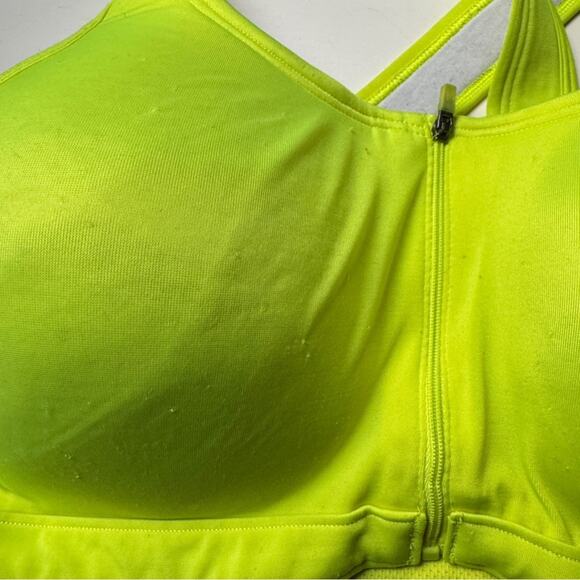 Under Armour Bright Neon Athletic Sporty Logo Cross Strap Sports Bra Sz L - Picture 9 of 11